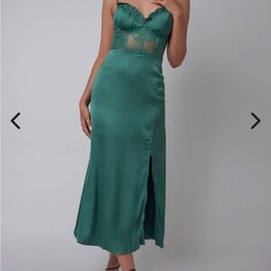 Elegant Green Lace Satin dress